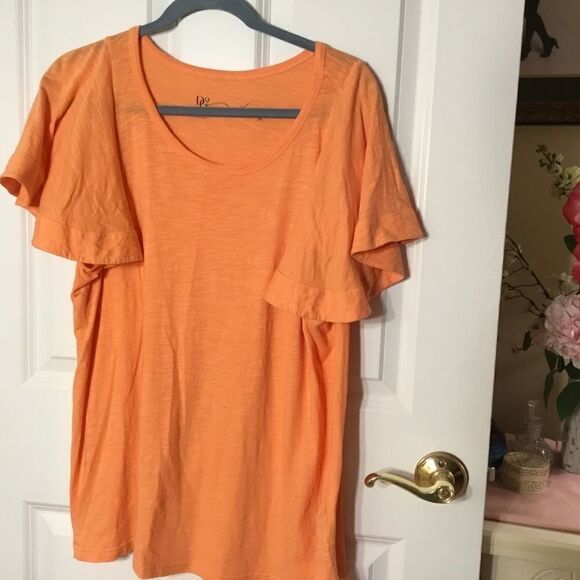 NWOT DG@ by Diane Gilman Women’s XL Bell Short Sleeve Tee Shirt Light Orange - Picture 1 of 10